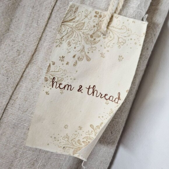 Hem & Thread NWT Beige Linen‎ Viscose Jumpsuit With Ruffled Adjustable Straps L - Picture 13 of 16